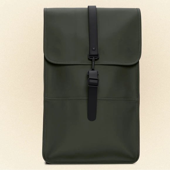 RAINS Rolltop Rucksack Green Backpack NWT - Picture 2 of 7